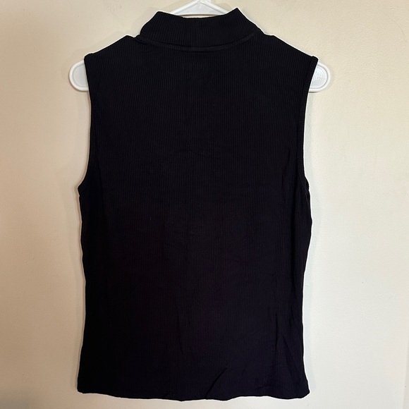 Black Ribbed Sleeveless Top - Picture 3 of 4